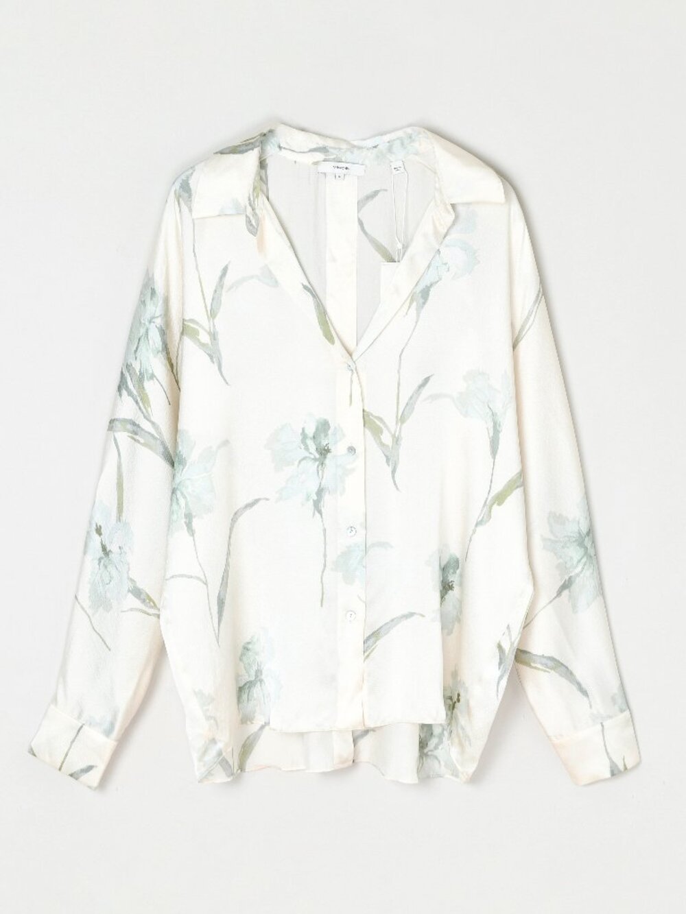 NWT Vince Iris Print Silk Collared Button Up Shirt Blouse Medium